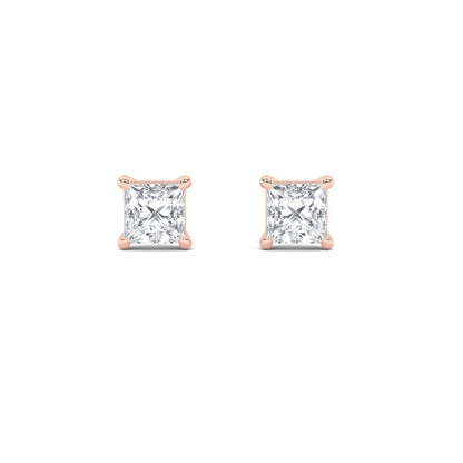 4CTW Princess Lab-Grown Diamond Prong Classic Basket Set Stud Earrings 2 Stones