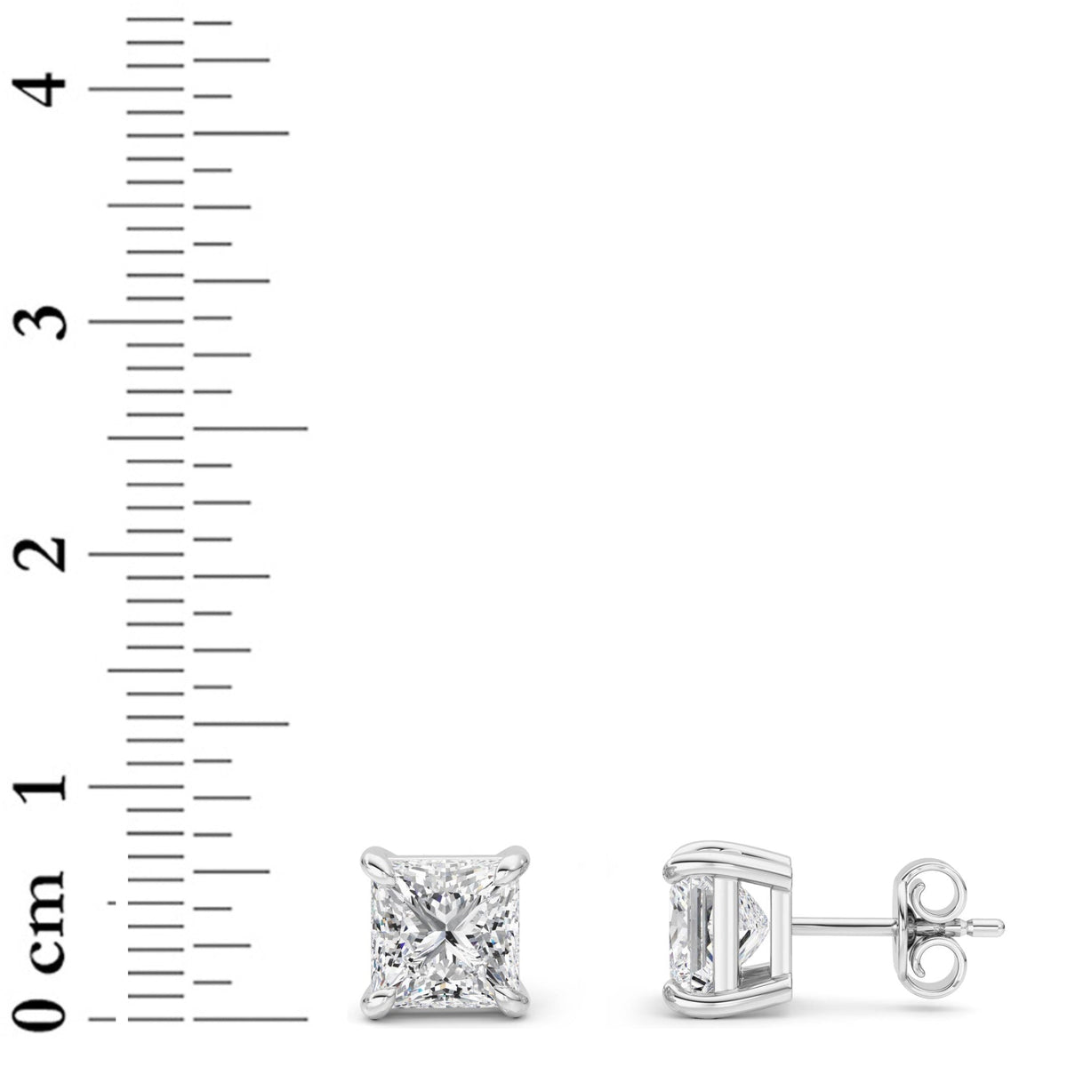 5CTW Princess Lab-Grown Diamond Prong Classic Basket Set Stud Earrings 2 Stones