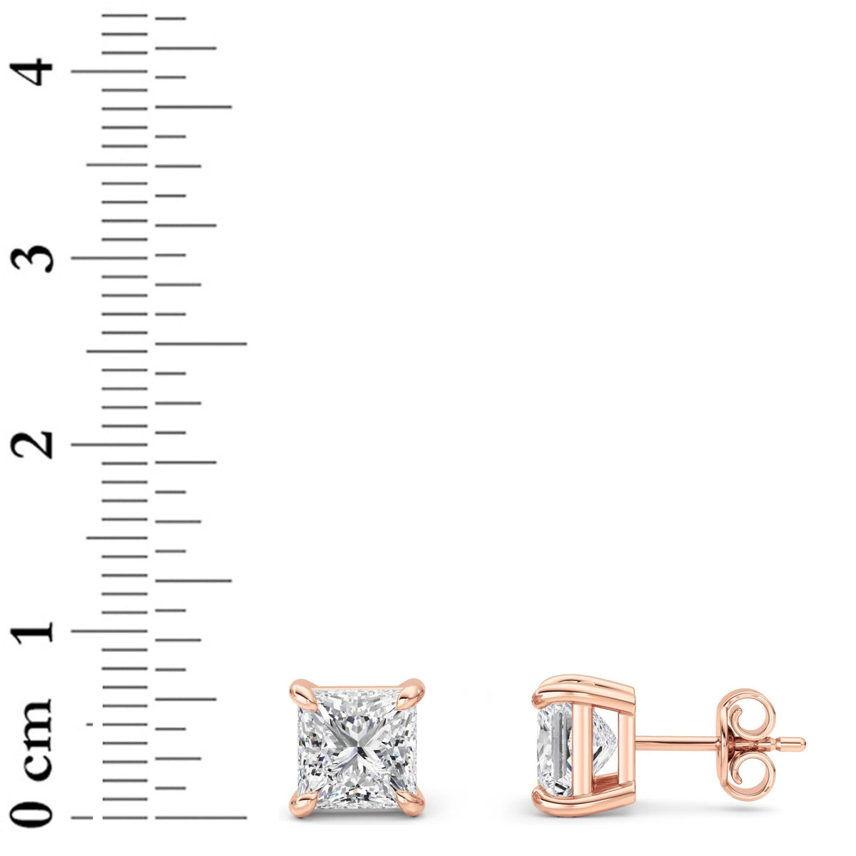 5CTW Princess Lab-Grown Diamond Prong Classic Basket Set Stud Earrings 2 Stones