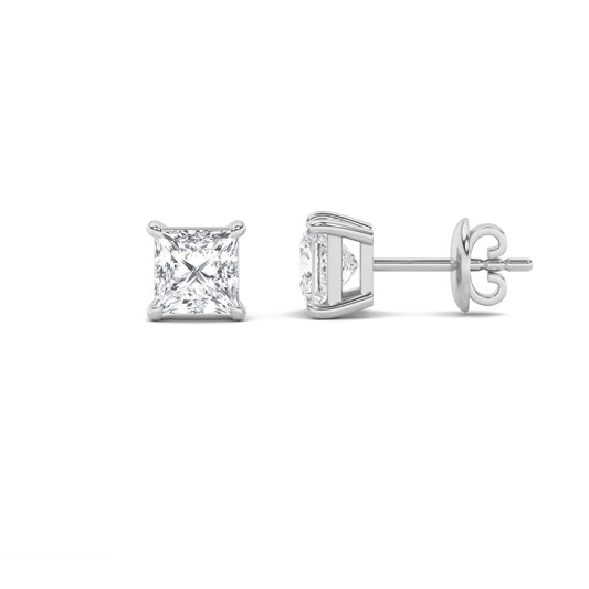 6CTW Princess Lab-Grown Diamond Prong Classic Basket Set Stud Earrings 2 Stones