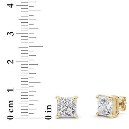 6CTW Princess Lab-Grown Diamond Prong Classic Basket Set Stud Earrings 2 Stones