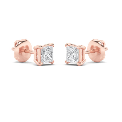 6CTW Princess Lab-Grown Diamond Prong Classic Basket Set Stud Earrings 2 Stones