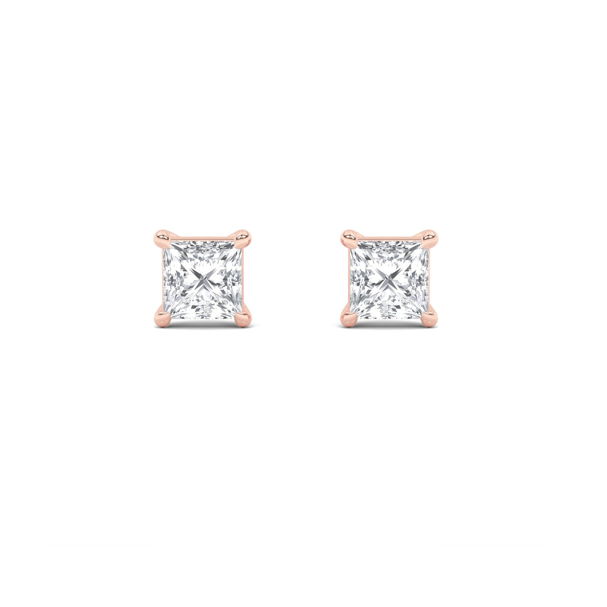 6CTW Princess Lab-Grown Diamond Prong Classic Basket Set Stud Earrings 2 Stones