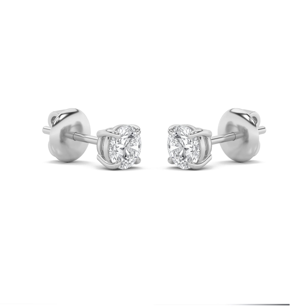 0.25CTW Round Lab-Grown Diamond Prong Stud Earrings 2 Stones 3.4mm Length
