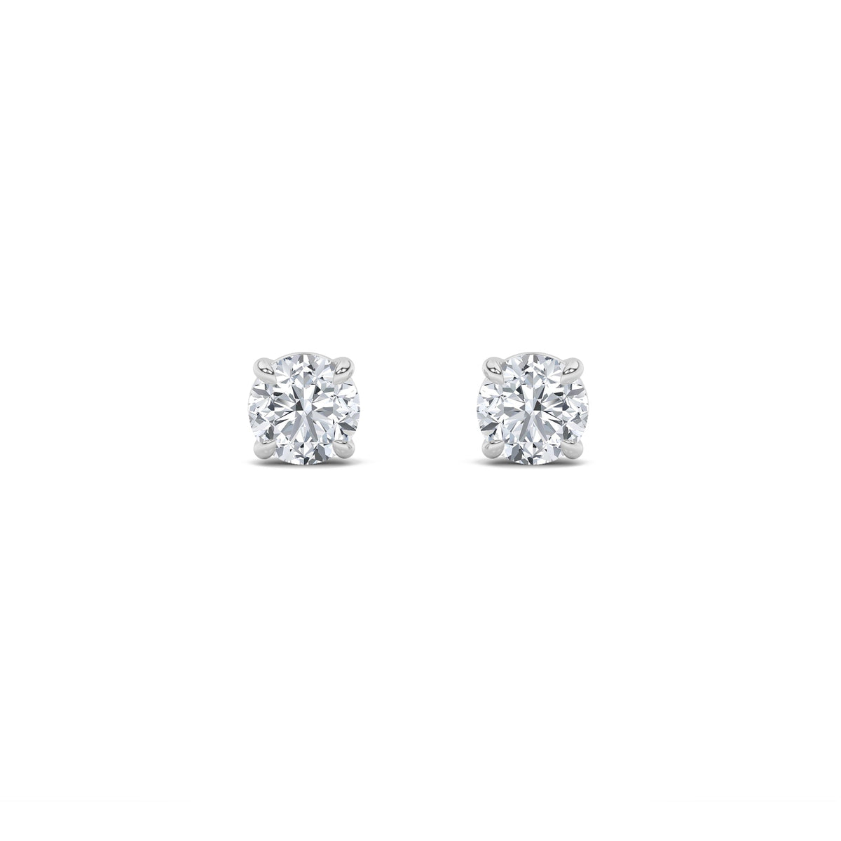 0.25CTW Round Lab-Grown Diamond Prong Stud Earrings 2 Stones 3.4mm Length