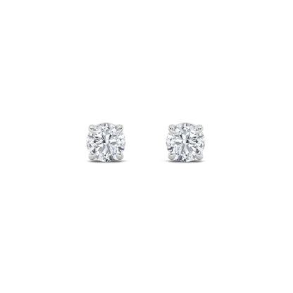 0.25CTW Round Lab-Grown Diamond Prong Stud Earrings 2 Stones 3.4mm Length