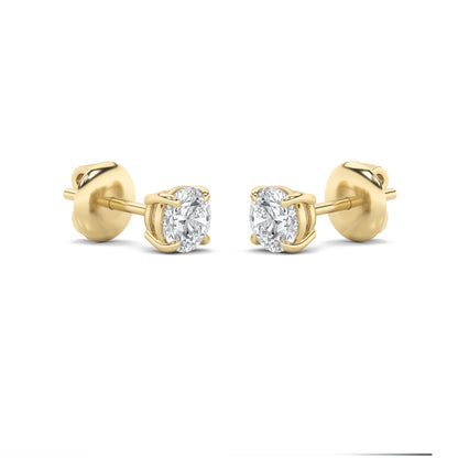 0.25CTW Round Lab-Grown Diamond Prong Stud Earrings 2 Stones 3.4mm Length