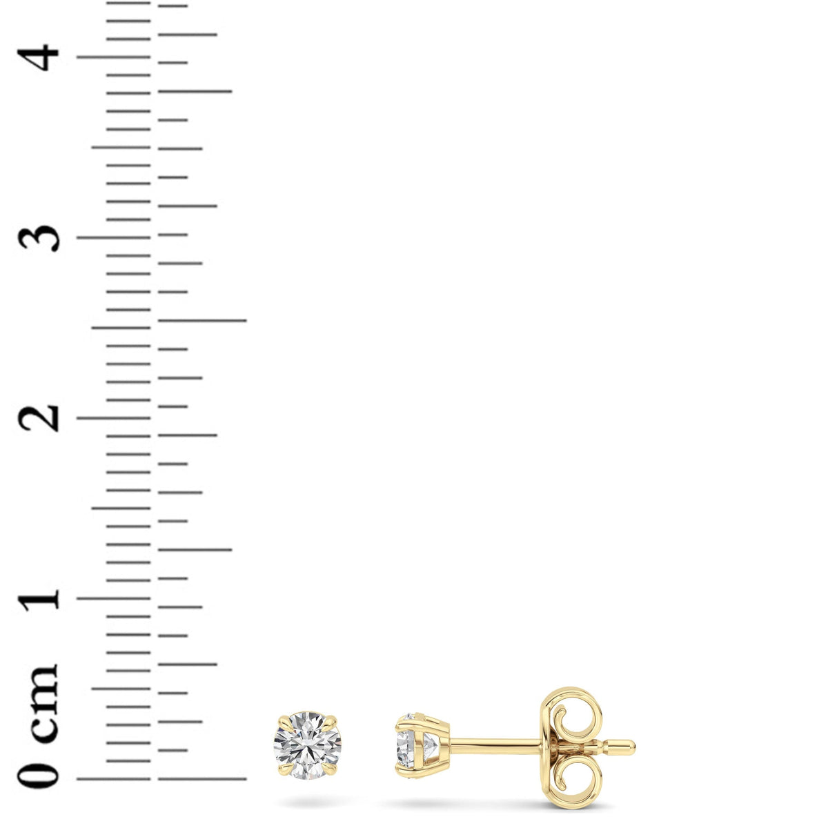 0.25CTW Round Lab-Grown Diamond Prong Stud Earrings 2 Stones 3.4mm Length