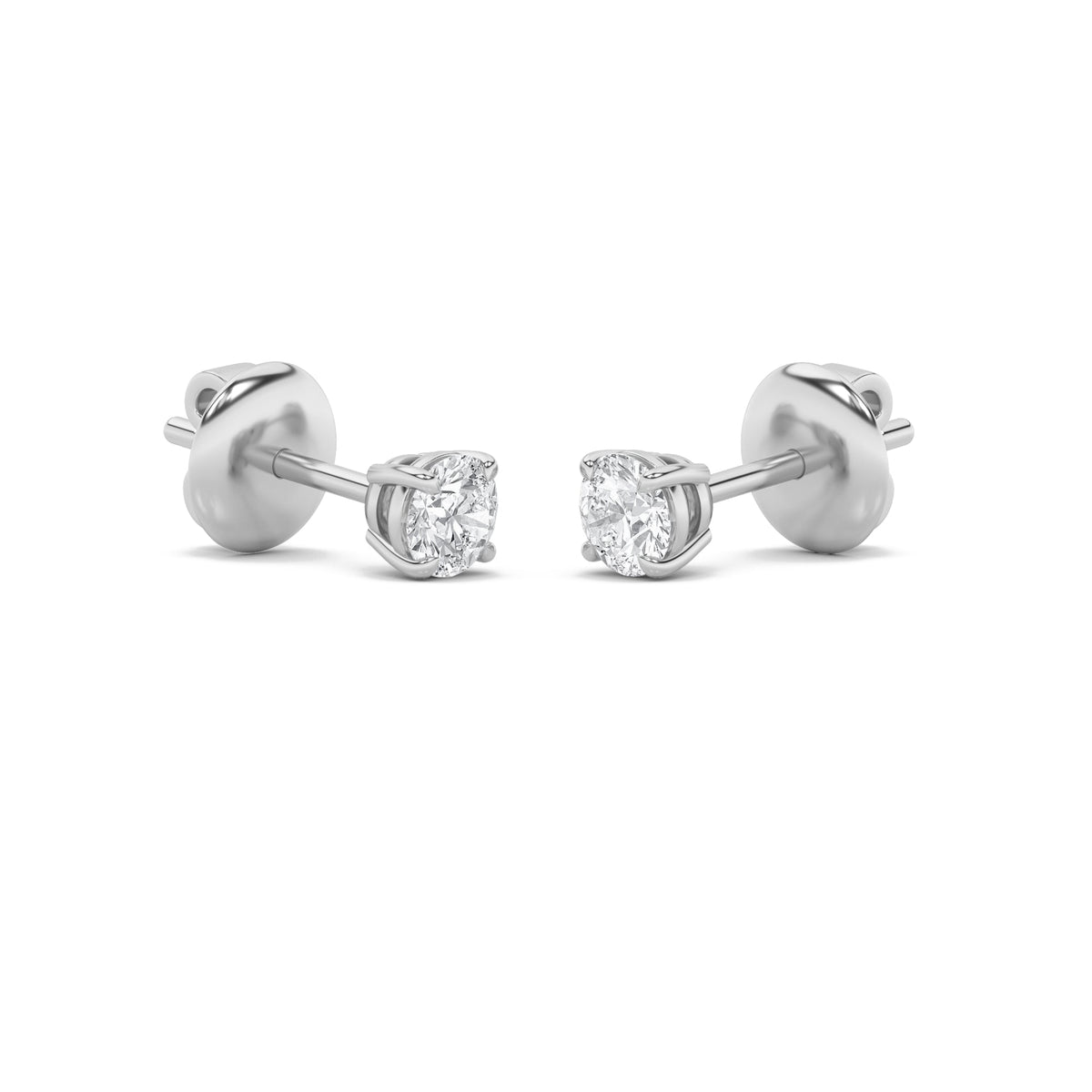 1CTW Round Lab-Grown Diamond Prong Classic Basket Set Stud Earrings 2 Stones