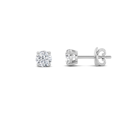 2CTW Round Lab-Grown Diamond Prong Classic Basket Set Stud Earrings 2 Stones 6.4mm Width