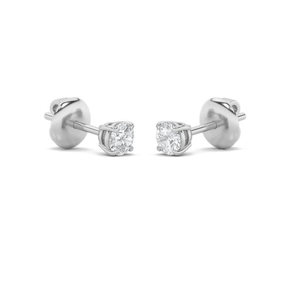 2CTW Round Lab-Grown Diamond Prong Classic Basket Set Stud Earrings 2 Stones 6.4mm Width