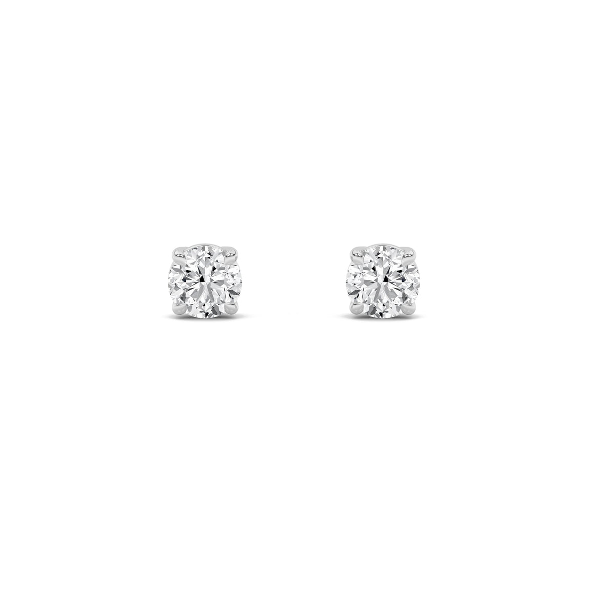 2CTW Round Lab-Grown Diamond Prong Classic Basket Set Stud Earrings 2 Stones 6.4mm Width
