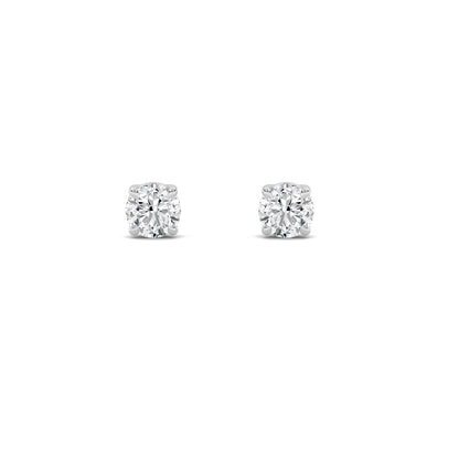 2CTW Round Lab-Grown Diamond Prong Classic Basket Set Stud Earrings 2 Stones 6.4mm Width