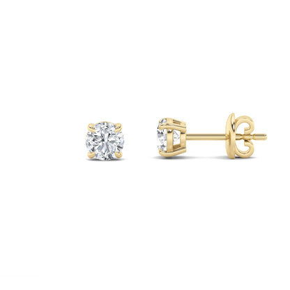 2CTW Round Lab-Grown Diamond Prong Classic Basket Set Stud Earrings 2 Stones 6.4mm Width