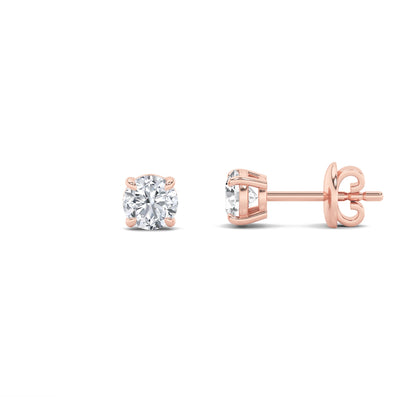 2CTW Round Lab-Grown Diamond Prong Classic Basket Set Stud Earrings 2 Stones 6.4mm Width