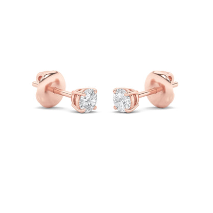 2CTW Round Lab-Grown Diamond Prong Classic Basket Set Stud Earrings 2 Stones 6.4mm Width