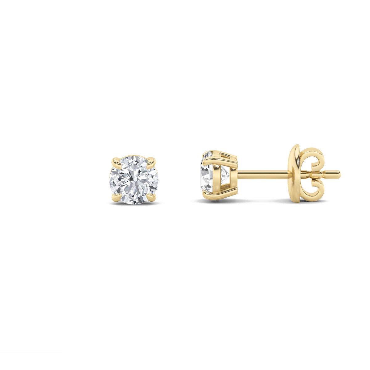 3CTW Round Lab-Grown Diamond Prong Classic Basket Set Stud Earrings 2 Stones 7.3mm Width