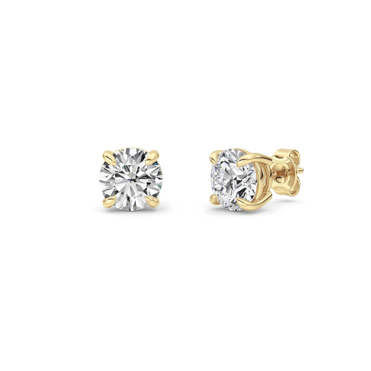 3CTW Round Lab-Grown Diamond Prong Classic Basket Set Stud Earrings 2 Stones 7.3mm Width