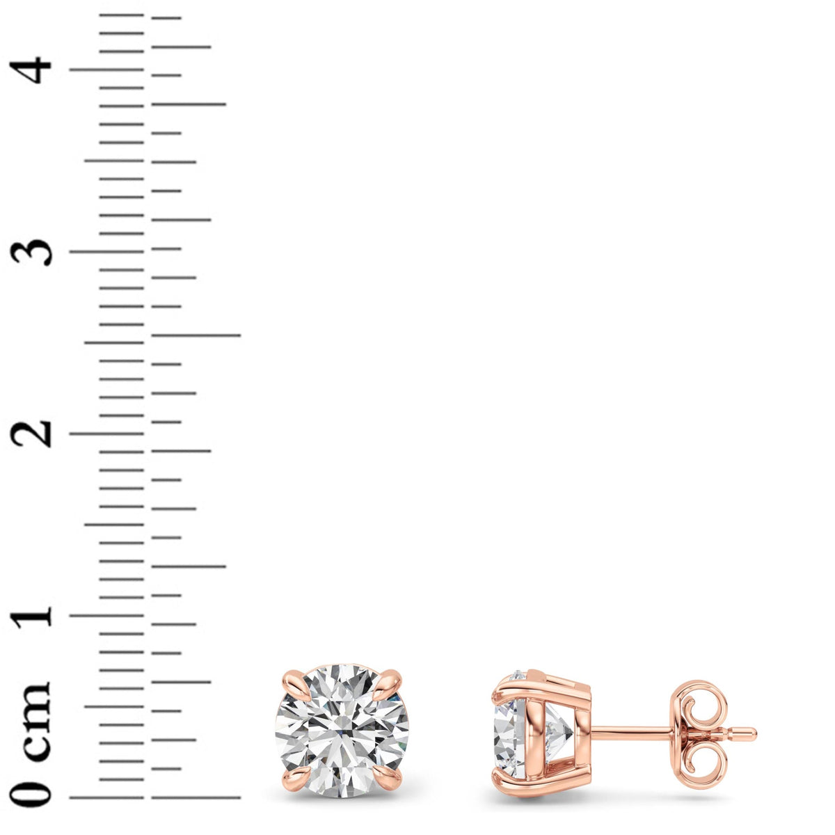 3CTW Round Lab-Grown Diamond Prong Classic Basket Set Stud Earrings 2 Stones 7.3mm Width