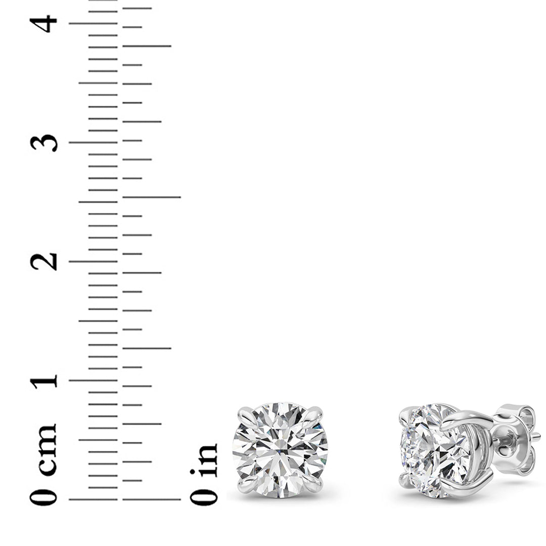 4CTW Round Lab-Grown Diamond Prong Classic Basket Set Stud Earrings 2 Stones