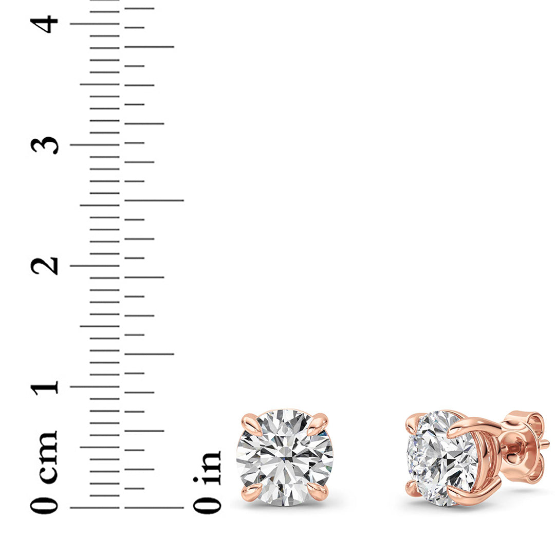 4CTW Round Lab-Grown Diamond Prong Classic Basket Set Stud Earrings 2 Stones