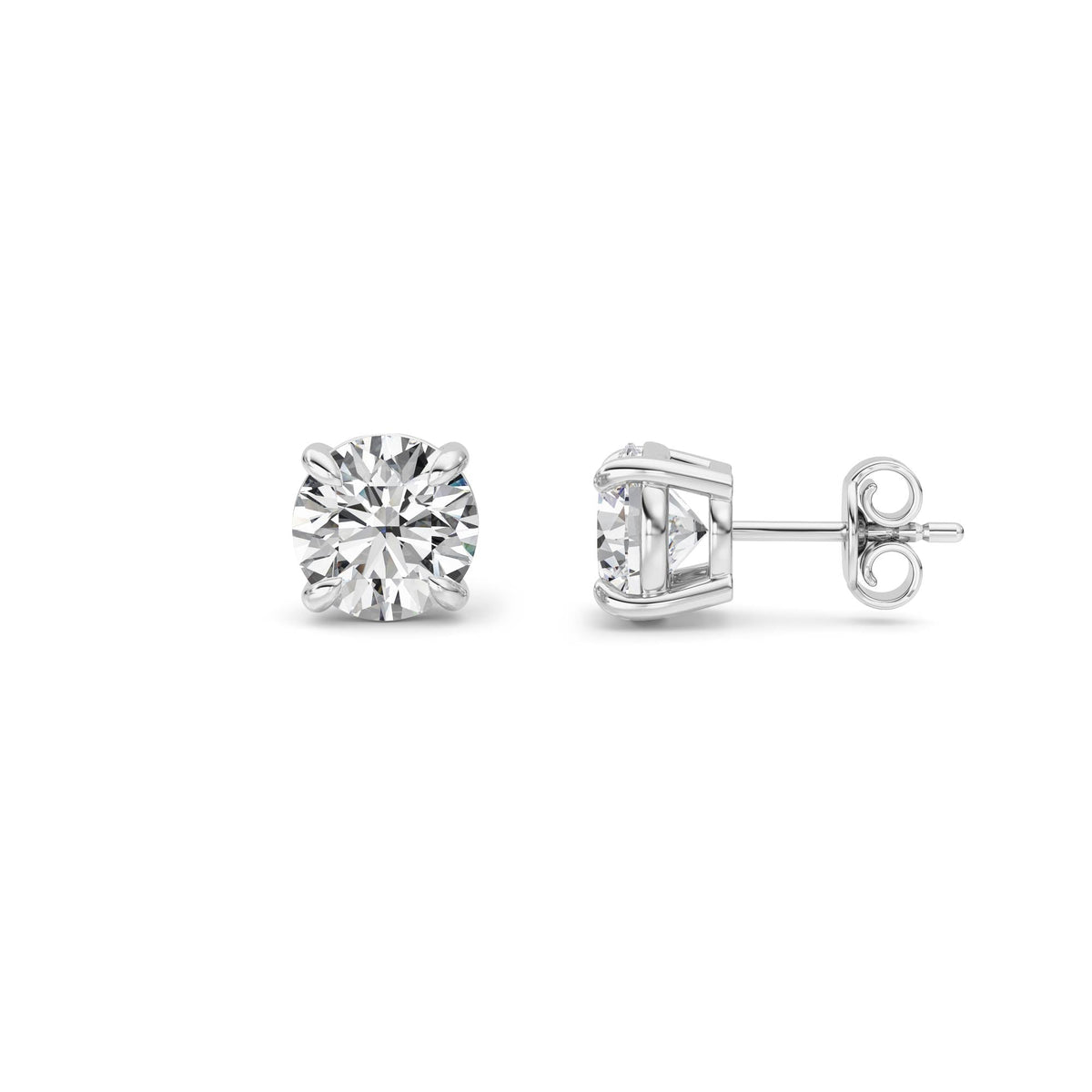 5CTW Round Lab-Grown Diamond Prong Classic Basket Set Stud Earrings 2 Stones