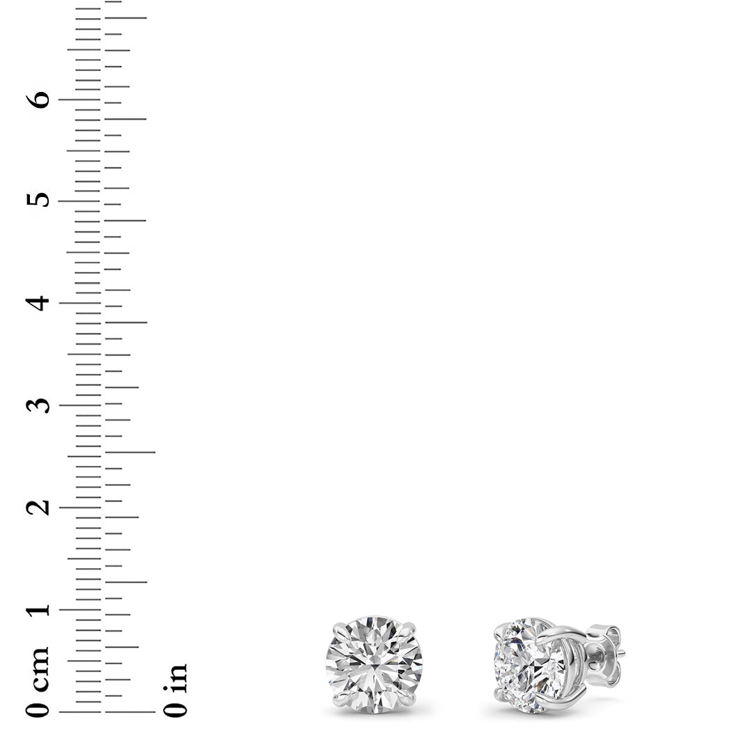 6CTW Round Lab-Grown Diamond Prong Classic Basket Set Stud Earrings 2 Stones