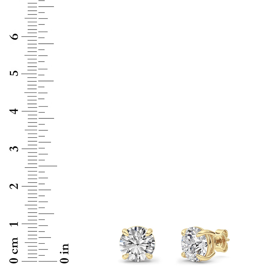 6CTW Round Lab-Grown Diamond Prong Classic Basket Set Stud Earrings 2 Stones