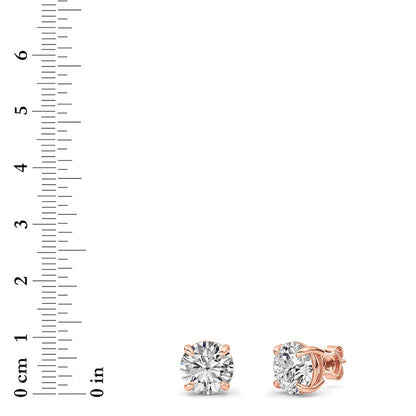 6CTW Round Lab-Grown Diamond Prong Classic Basket Set Stud Earrings 2 Stones