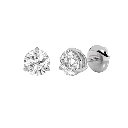 3CTW Round Lab-Grown Diamond Prong Classic Basket Set Stud Earrings 2 Stones 7.8mm Width