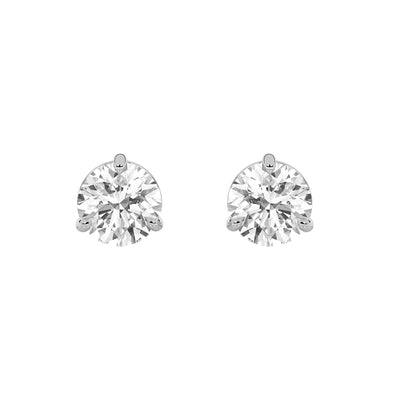 3CTW Round Lab-Grown Diamond Prong Classic Basket Set Stud Earrings 2 Stones 7.8mm Width