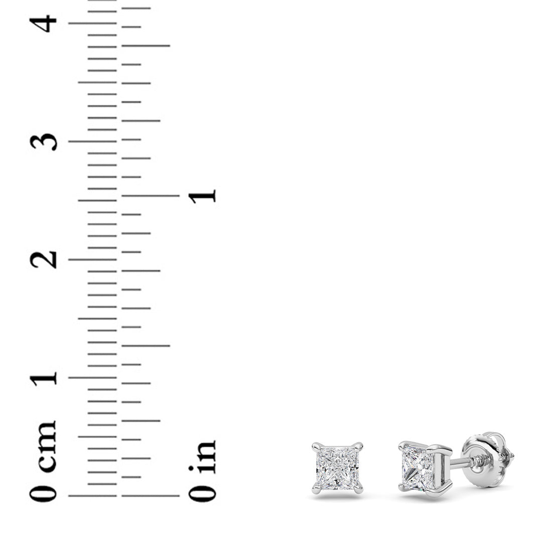 1CTW Princess Lab-Grown Diamond Prong Stud Earrings 2 Stones