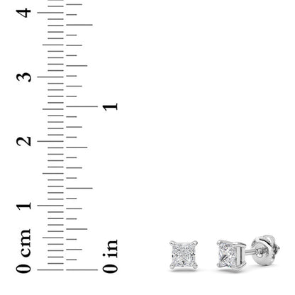 1CTW Princess Lab-Grown Diamond Prong Stud Earrings 2 Stones