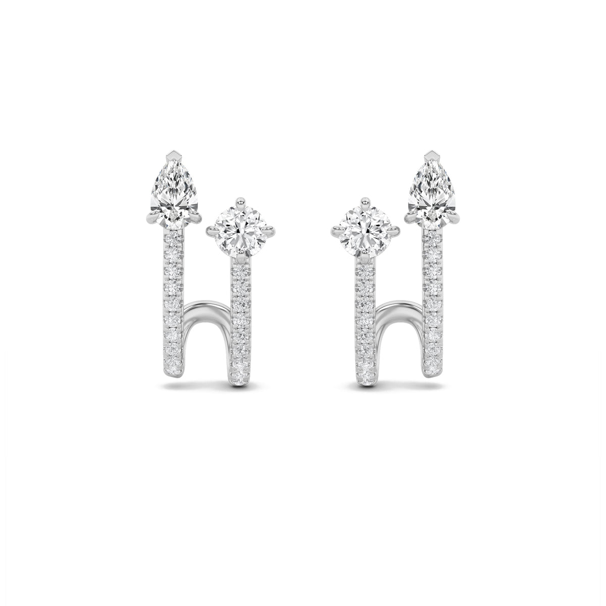 2.5CTW Round Lab-Grown Diamond Prong Toi et Moi Accented Earrings 42 Stones