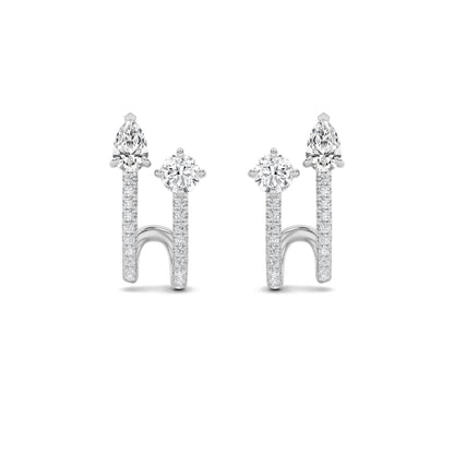 2.5CTW Round Lab-Grown Diamond Prong Toi et Moi Accented Earrings 42 Stones