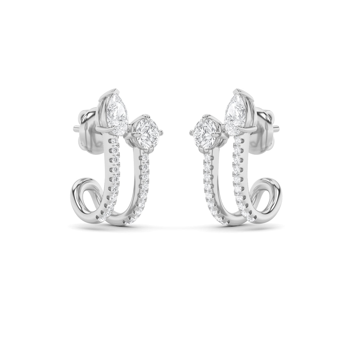 2.5CTW Round Lab-Grown Diamond Prong Toi et Moi Accented Earrings 42 Stones
