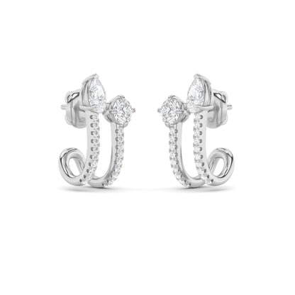 2.5CTW Round Lab-Grown Diamond Prong Toi et Moi Accented Earrings 42 Stones