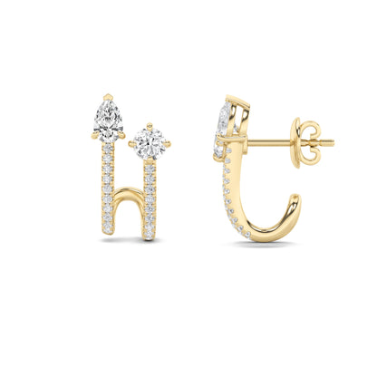 2.5CTW Round Lab-Grown Diamond Prong Toi et Moi Accented Earrings 42 Stones