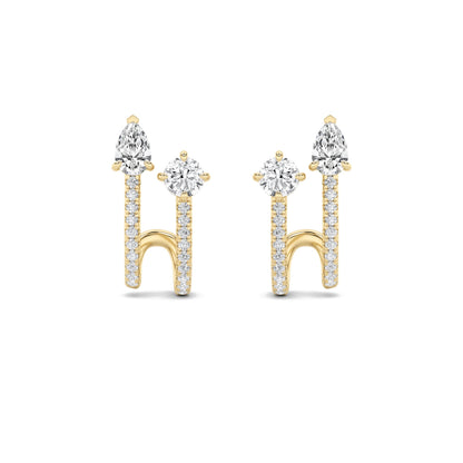 2.5CTW Round Lab-Grown Diamond Prong Toi et Moi Accented Earrings 42 Stones