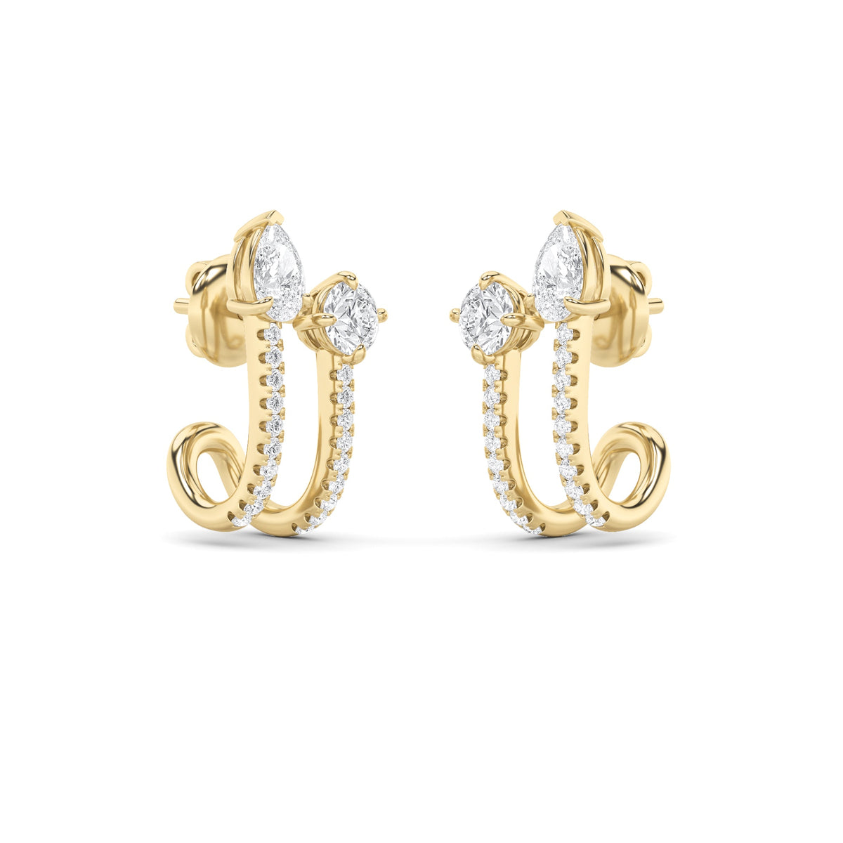 2.5CTW Round Lab-Grown Diamond Prong Toi et Moi Accented Earrings 42 Stones