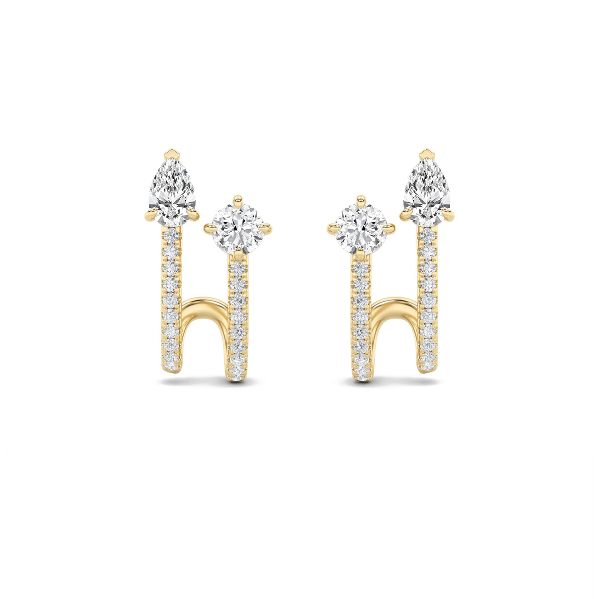 2.5CTW Round Lab-Grown Diamond Prong Toi et Moi Accented Earrings 42 Stones