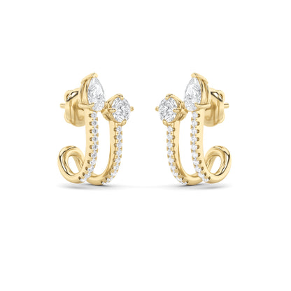 2.5CTW Round Lab-Grown Diamond Prong Toi et Moi Accented Earrings 42 Stones