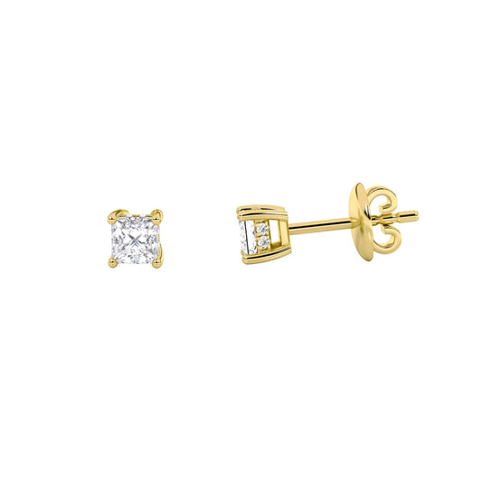 1.25CTW Princess Lab-Grown Diamond Hidden Halo Stud Earrings 18 Stones