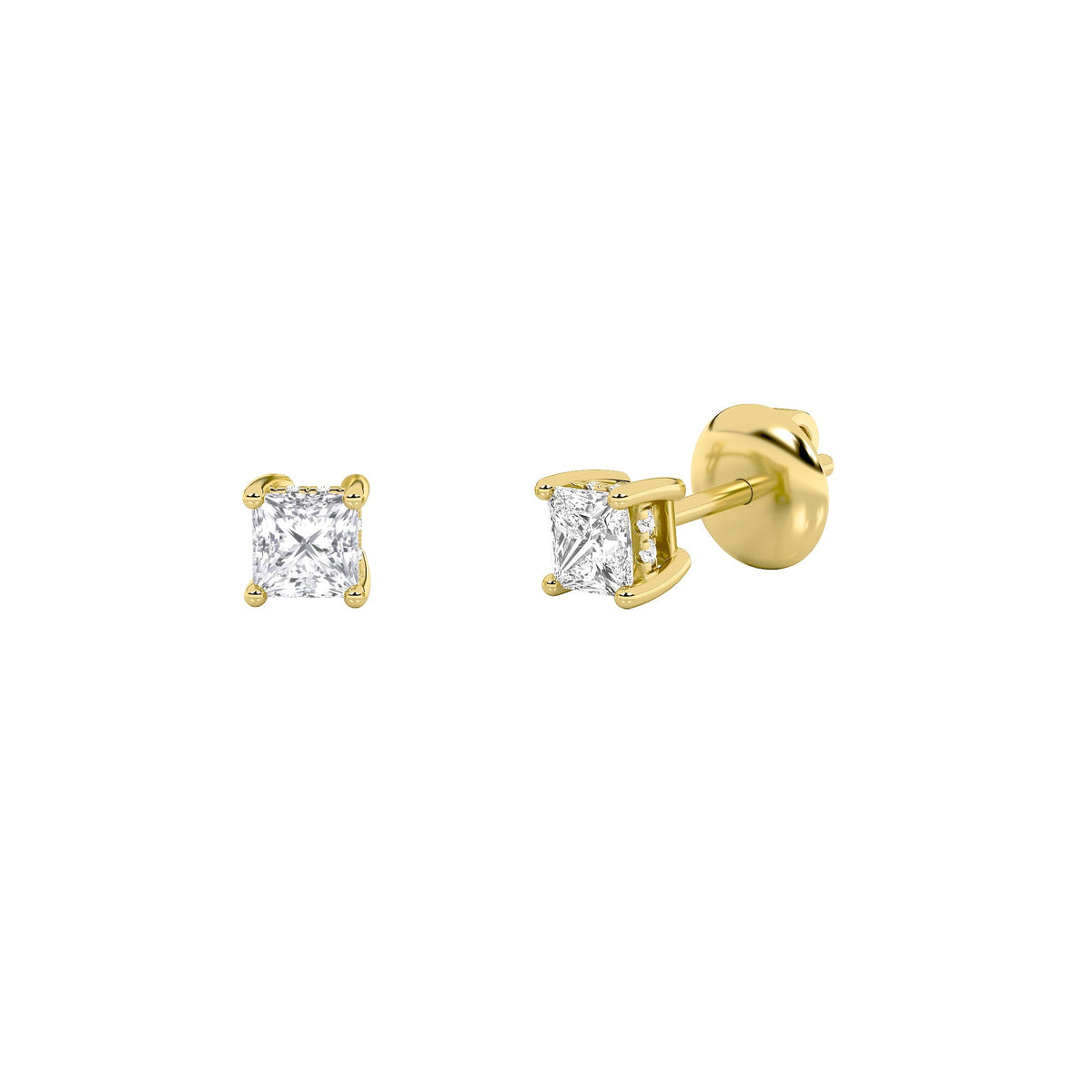 2CTW Princess Lab-Grown Diamond Prong Hidden Halo Stud Earrings 18 Stones