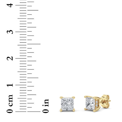 2CTW Princess Lab-Grown Diamond Prong Hidden Halo Stud Earrings 18 Stones