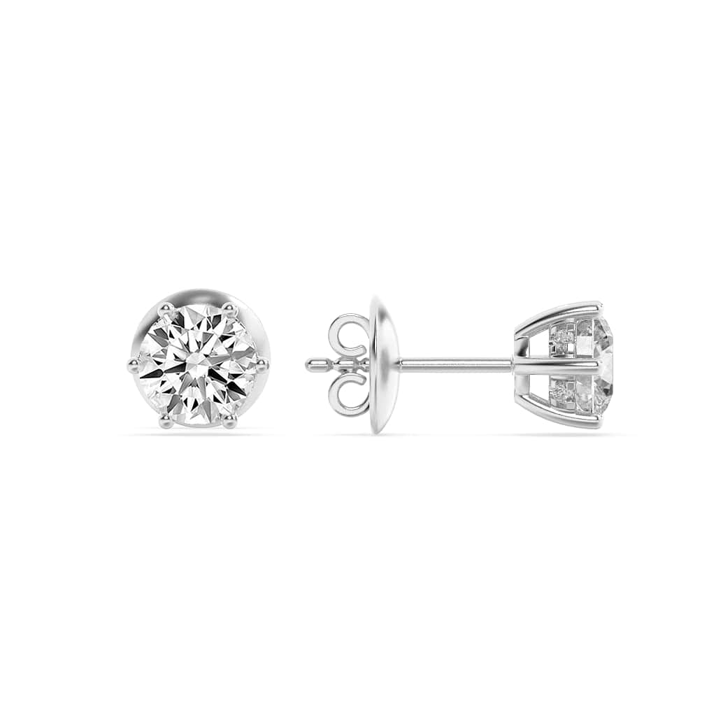 3CTW Round Lab-Grown Diamond Prong Hidden Halo Stud Earrings 14 Stones