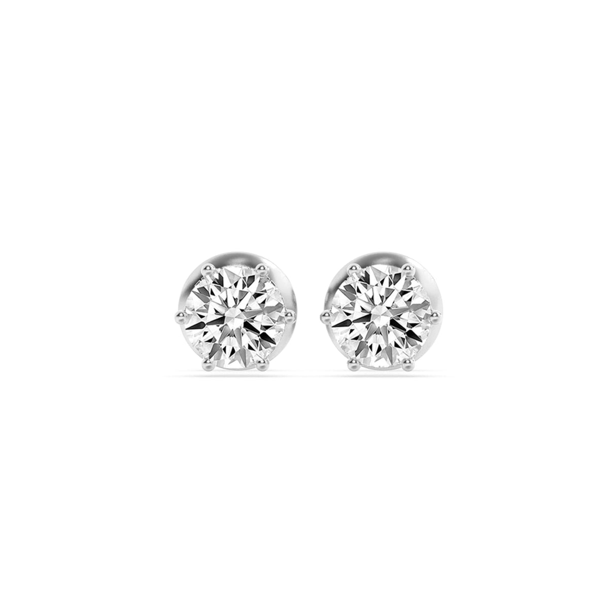 3CTW Round Lab-Grown Diamond Prong Hidden Halo Stud Earrings 14 Stones