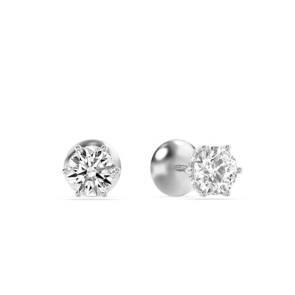 3CTW Round Lab-Grown Diamond Prong Hidden Halo Stud Earrings 14 Stones