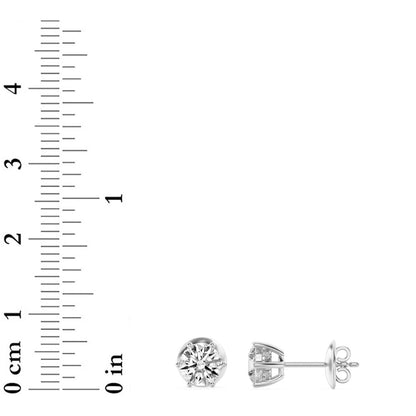 3CTW Round Lab-Grown Diamond Prong Hidden Halo Stud Earrings 14 Stones