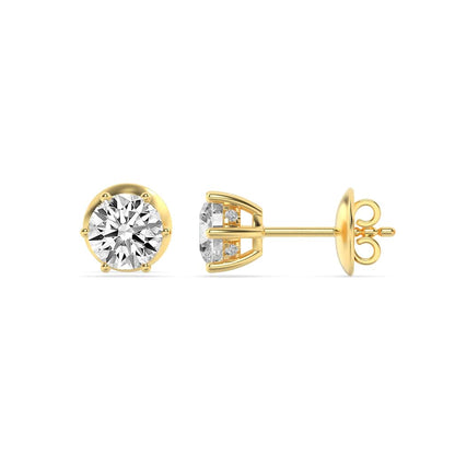3CTW Round Lab-Grown Diamond Prong Hidden Halo Stud Earrings 14 Stones